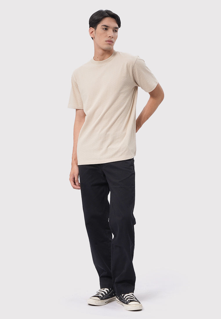 Short Sleeve Textured T-Shirt Beige