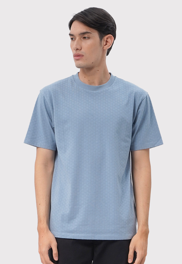 Short Sleeve Textured T-Shirt Blue