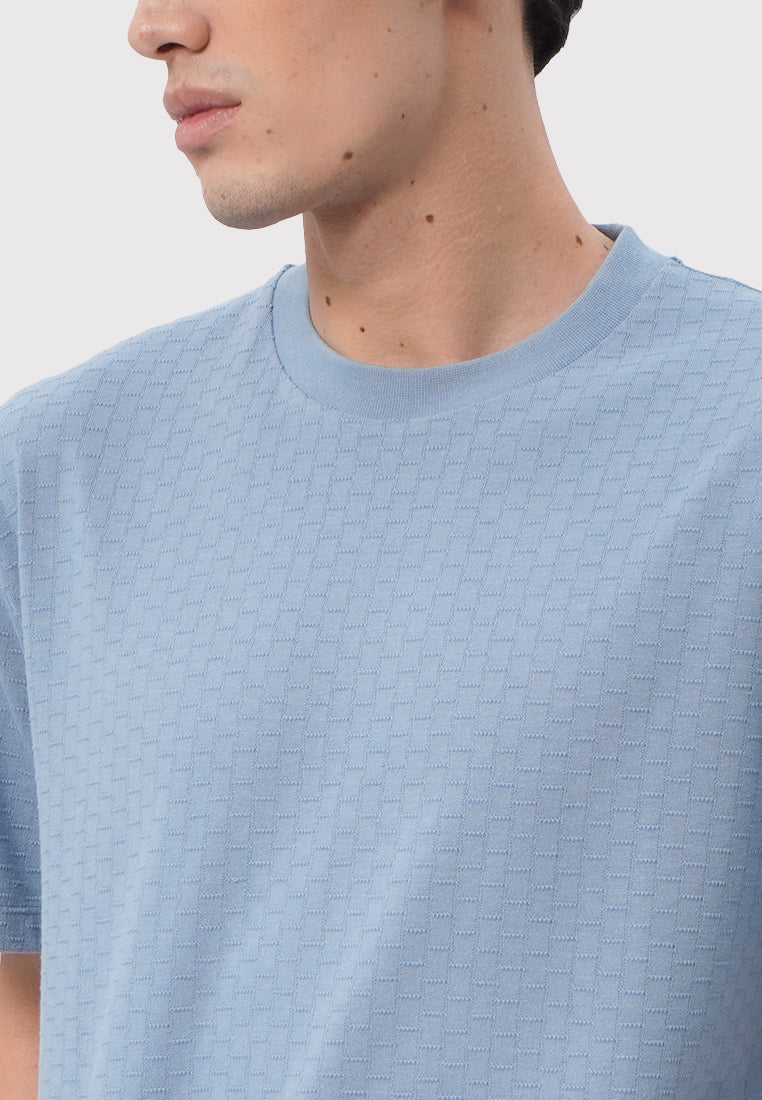 Short Sleeve Textured T-Shirt Blue