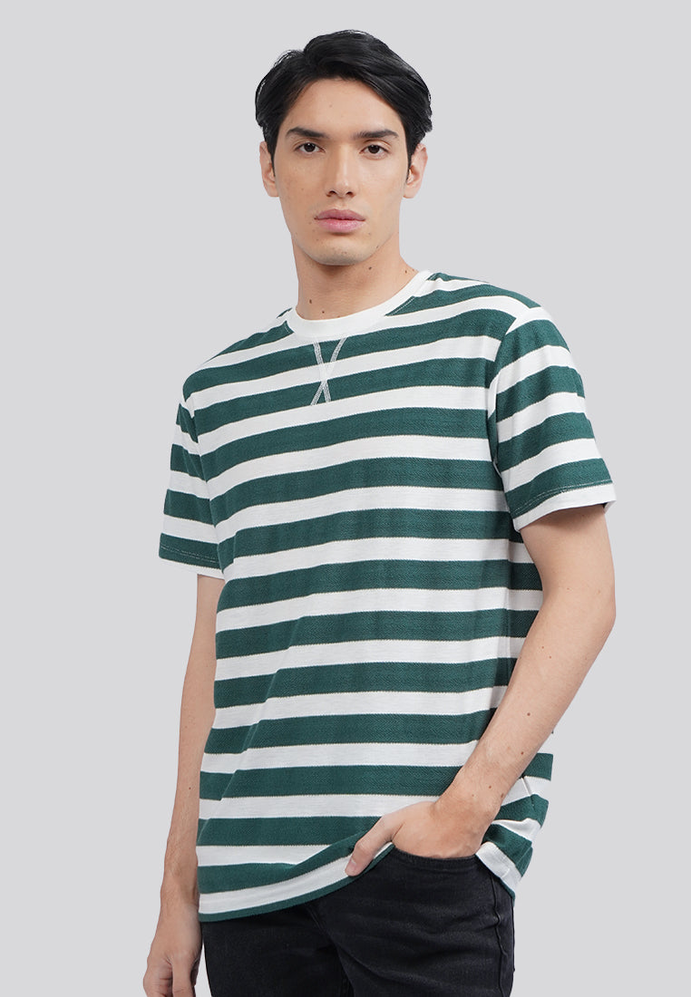 Short Sleeve Textured Stripe T-Shirt Emerald