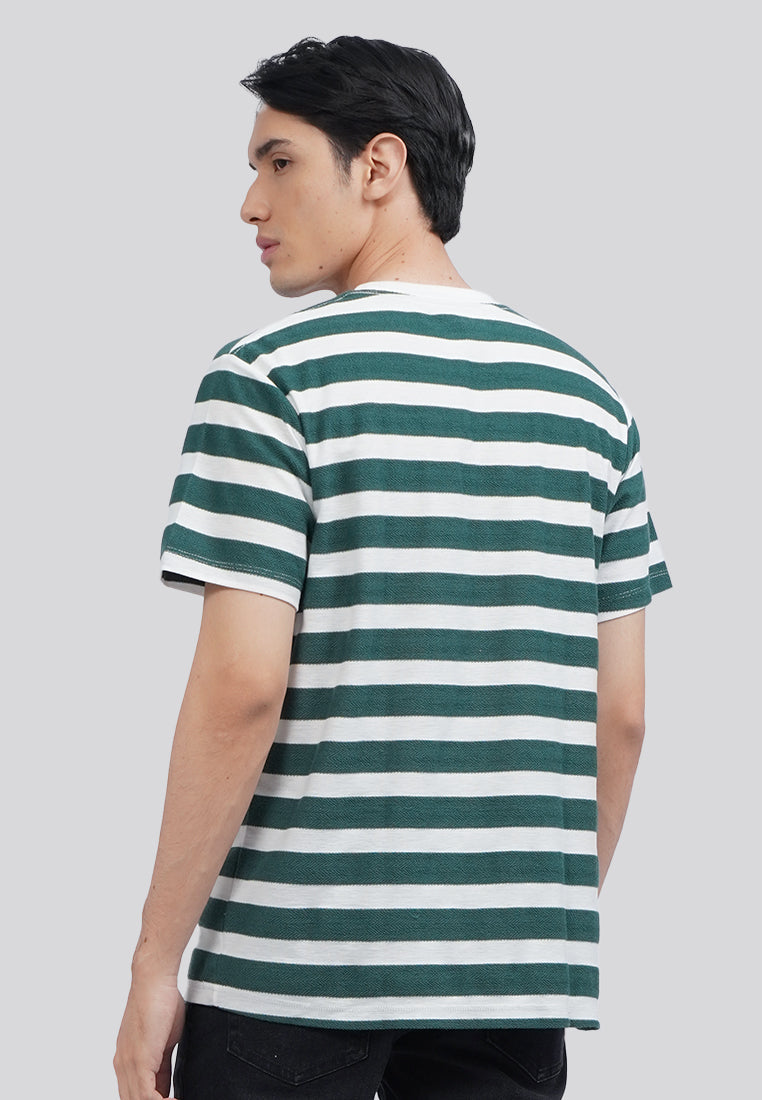Short Sleeve Textured Stripe T-Shirt Emerald