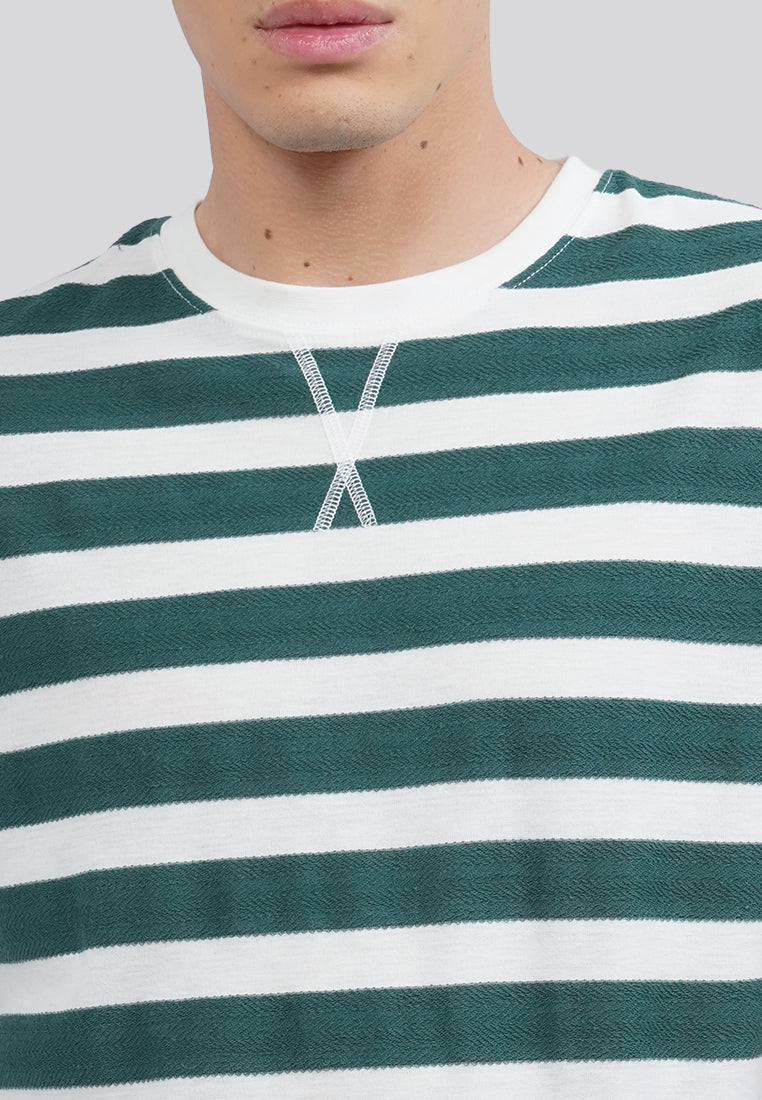 Short Sleeve Textured Stripe T-Shirt Emerald