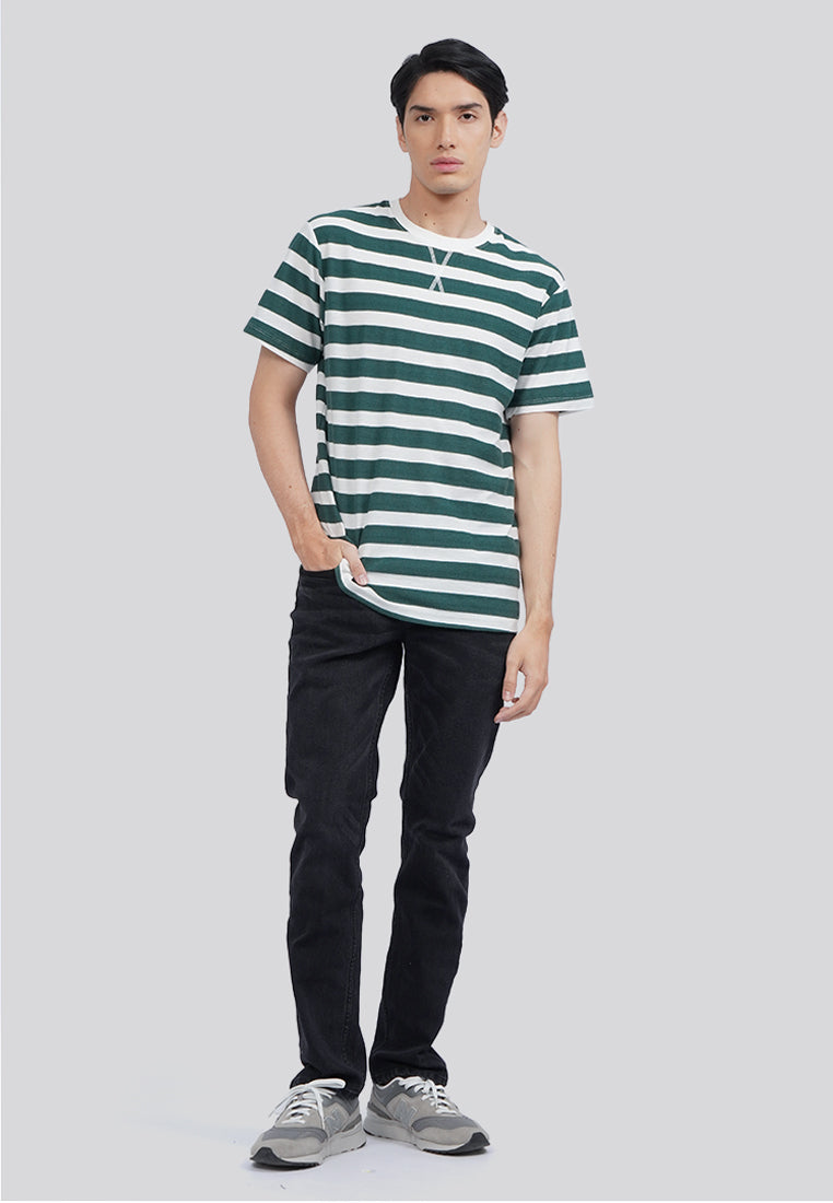 Short Sleeve Textured Stripe T-Shirt Emerald