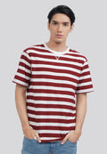 Short Sleeve Textured Stripe T-Shirt Rust