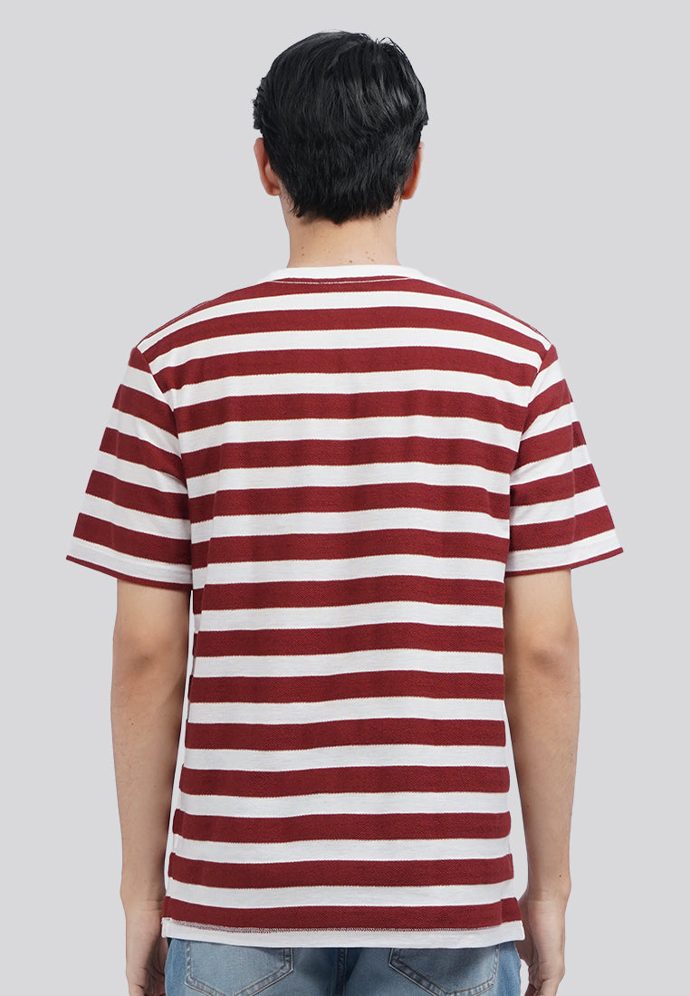 Short Sleeve Textured Stripe T-Shirt Rust