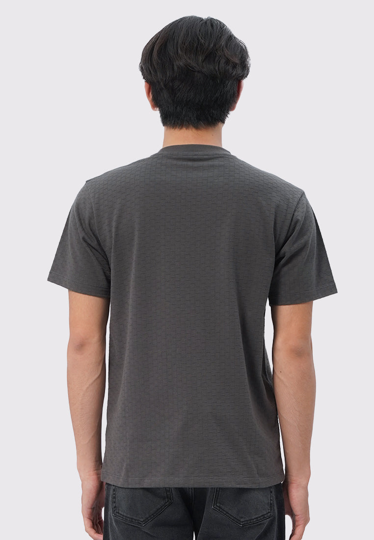 Check Textured Short Sleeve T-Shirt Charcoal