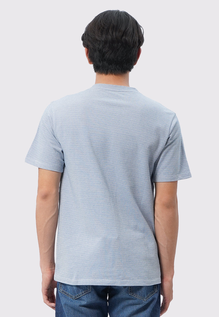 Short Sleeve Yarn Dyed Textured T-Shirt Blue