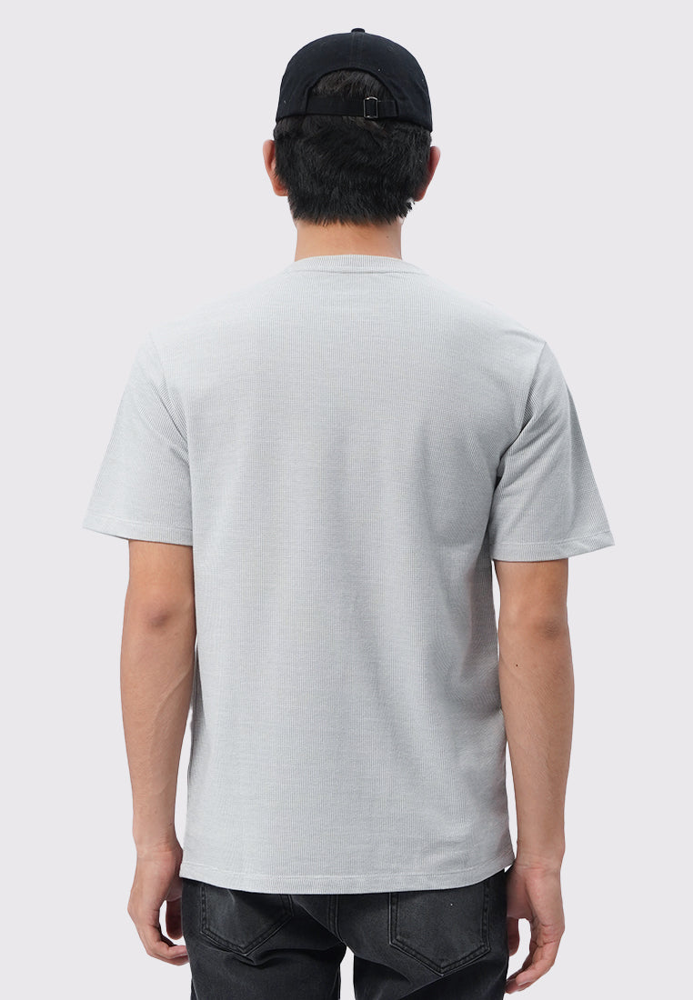 Short Sleeve Yarn Dyed Textured T-Shirt Grey