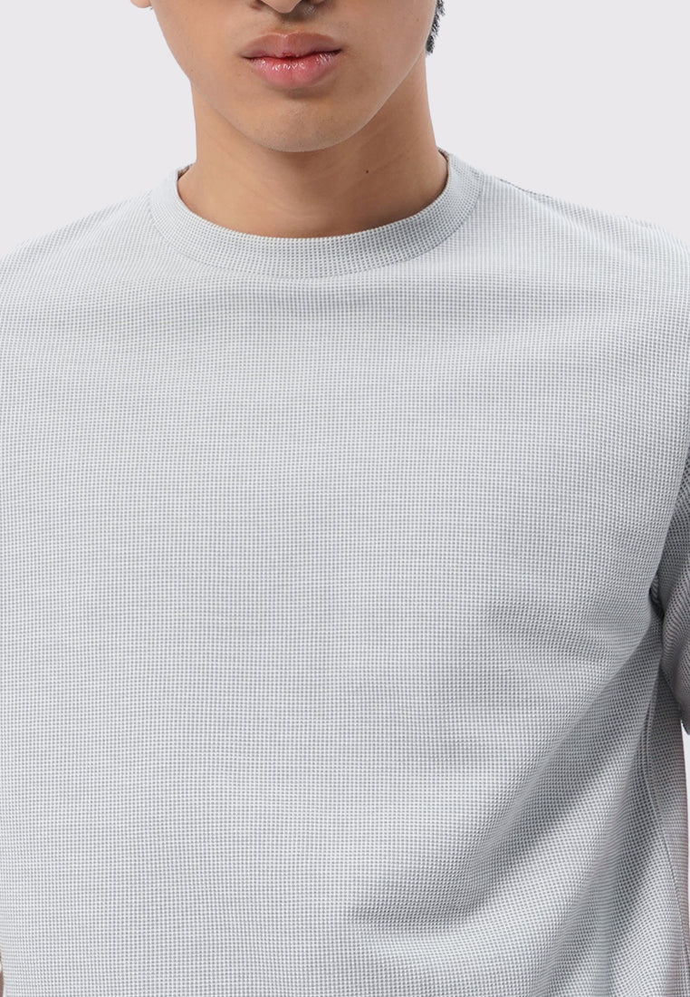 Short Sleeve Yarn Dyed Textured T-Shirt Grey