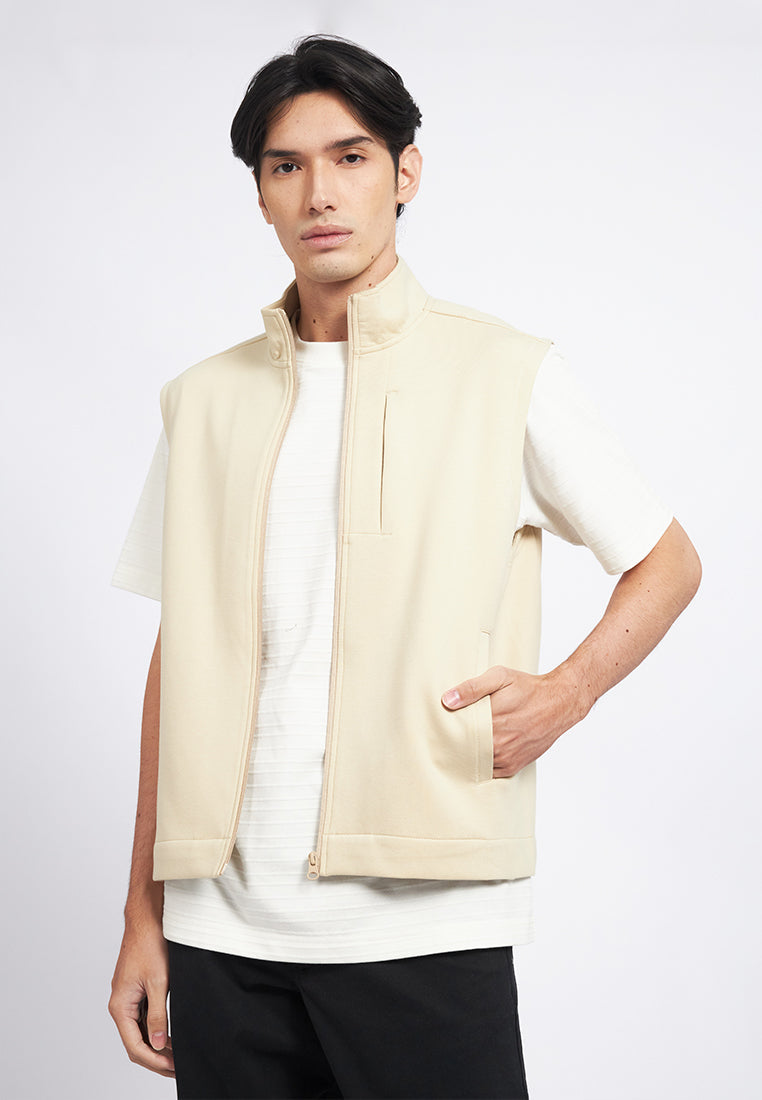 High Collar Knit Vest with Zipper