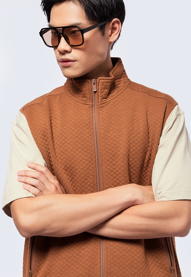Zipped High Neck Vest