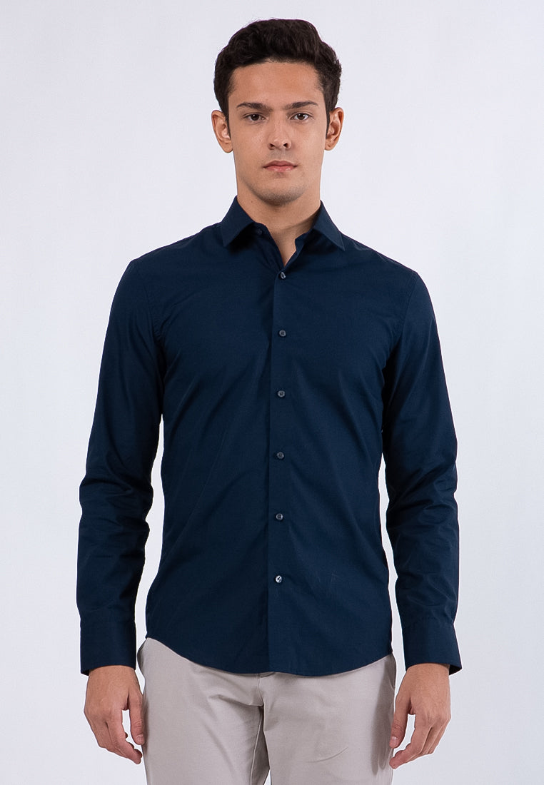 Basic Long Sleeve Shirt Dark Blue