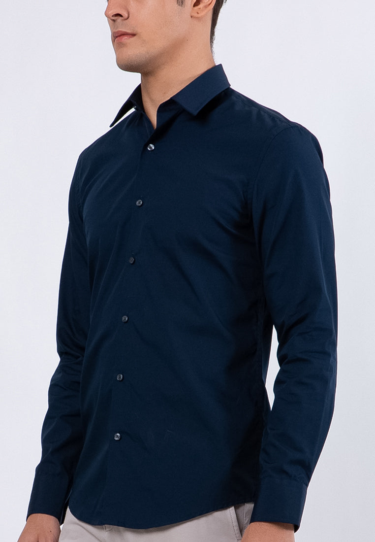 Basic Long Sleeve Shirt Dark Blue