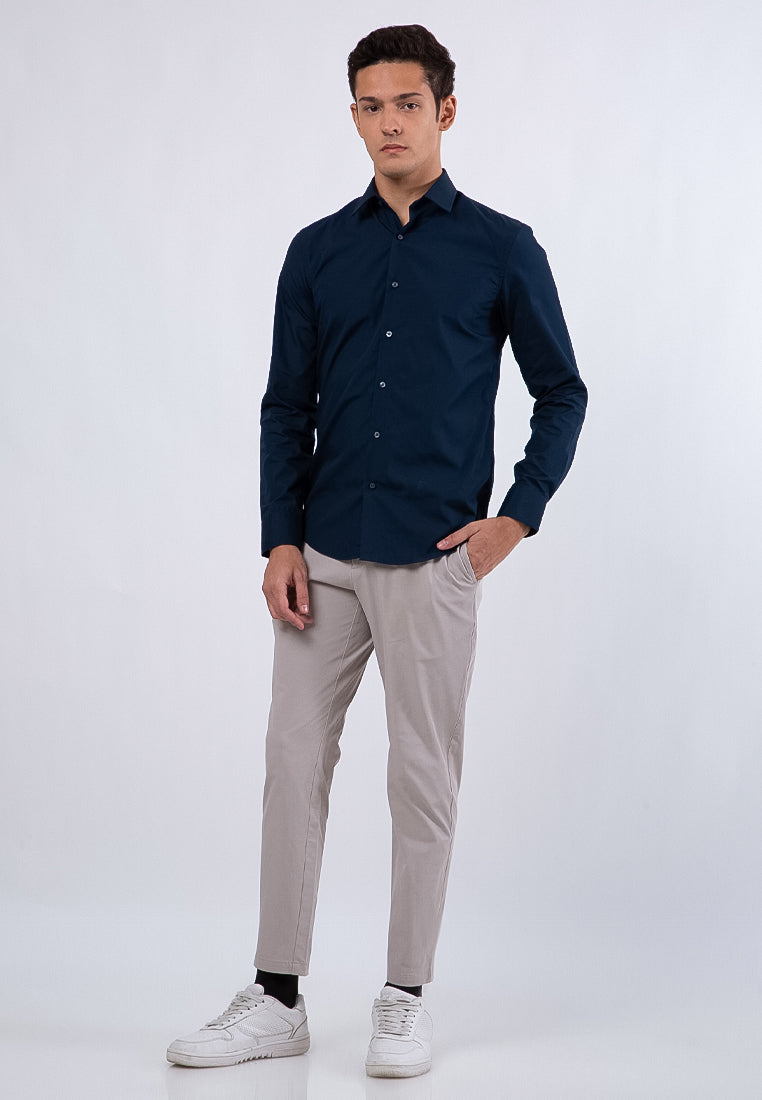 Basic Long Sleeve Shirt Dark Blue
