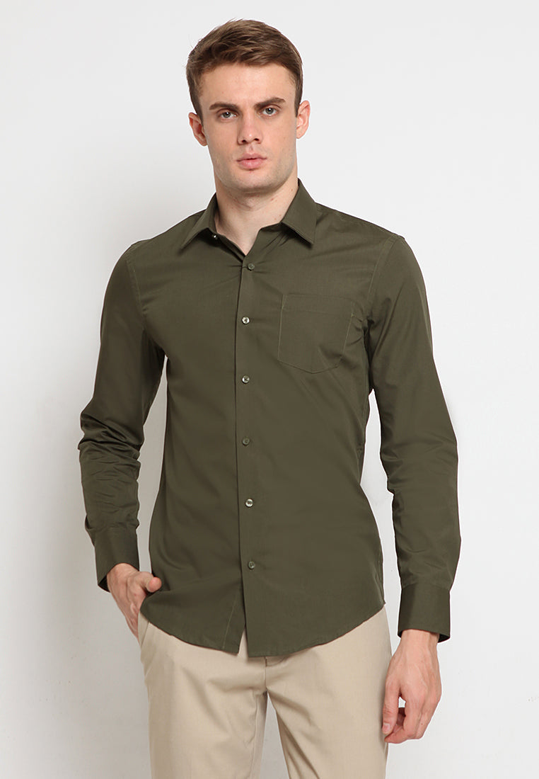Pointed Pocket Long Sleeve Shirt Olive