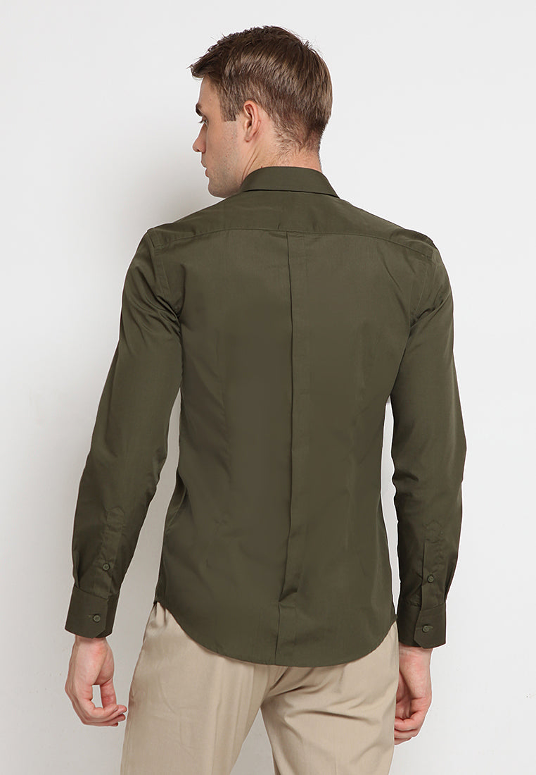 Pointed Pocket Long Sleeve Shirt Olive