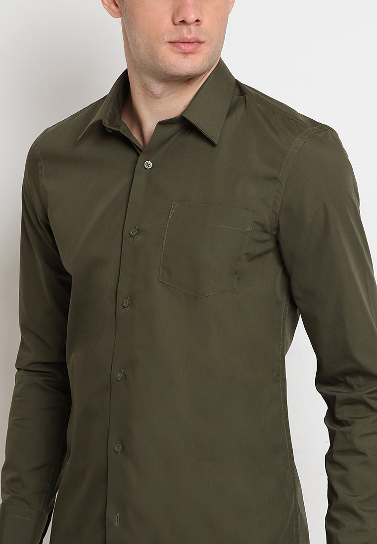 Pointed Pocket Long Sleeve Shirt Olive