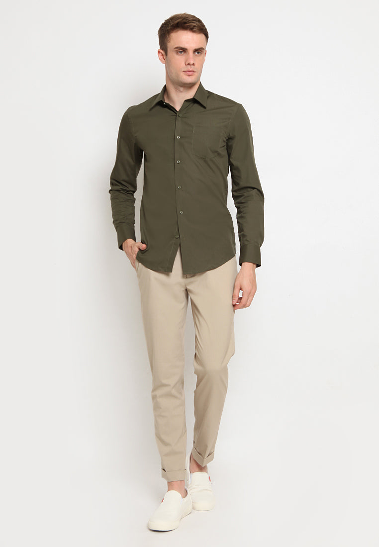 Pointed Pocket Long Sleeve Shirt Olive