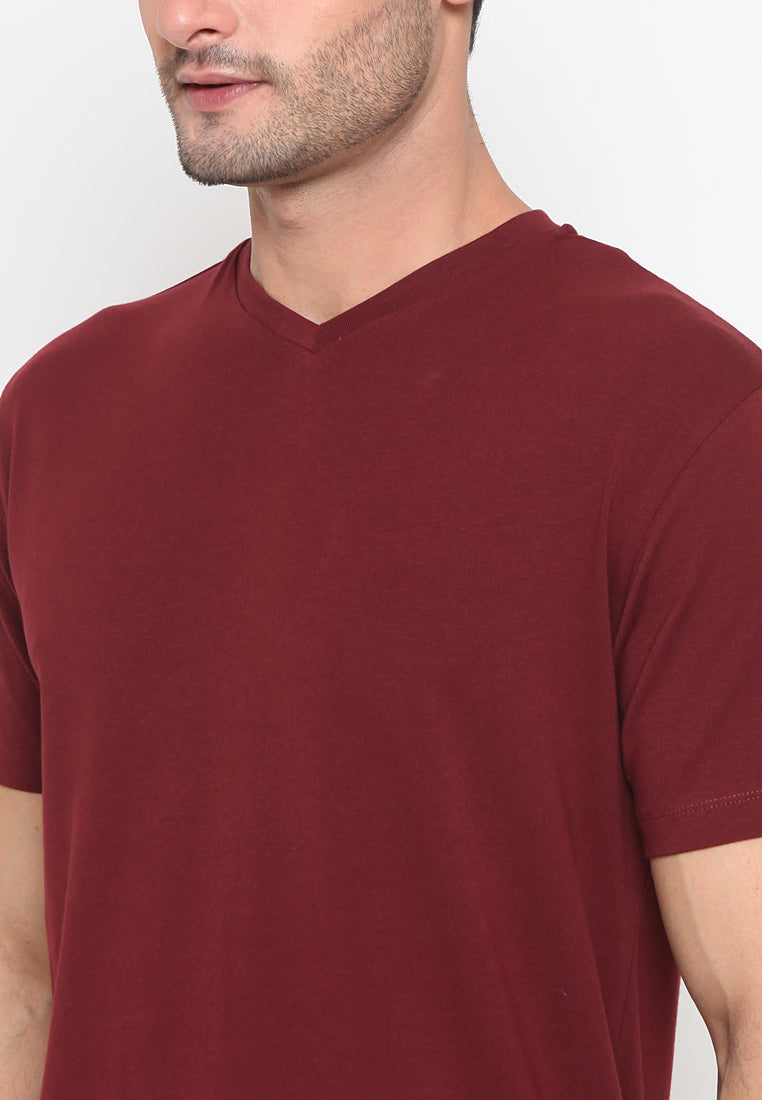 Basic Round Neck T-Shirt Burgundy