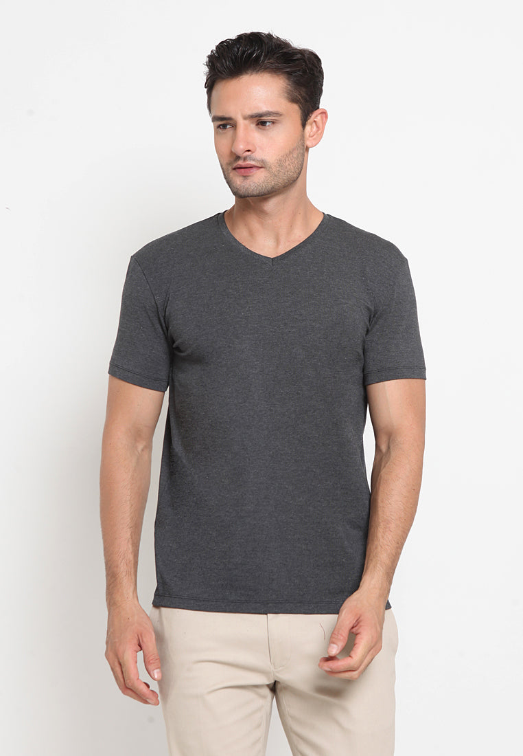 Basic V Neck T-Shirt Dark Grey
