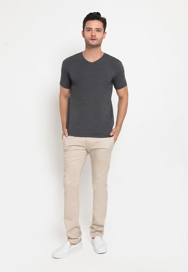 Basic V Neck T-Shirt Dark Grey