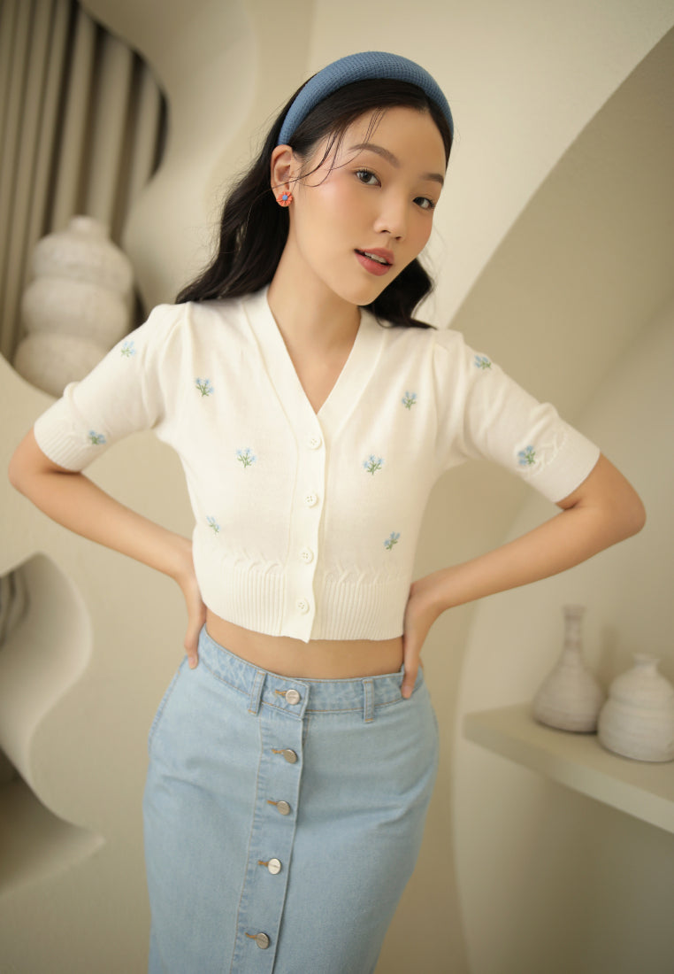 Floral Embroidery Short Sleeve Top
