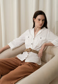 Tailored Collar Long Sleeve Blouse