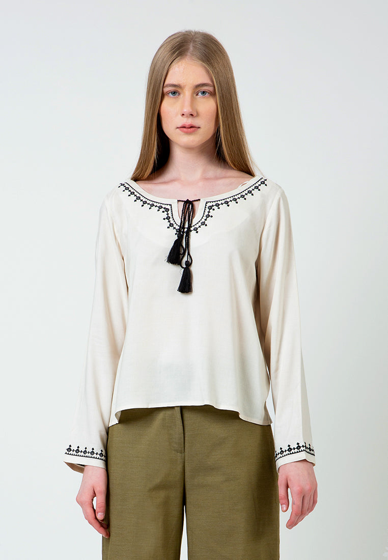 Acru Embroidered Tassel Blouse