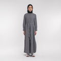 Round Neck Shirt Dress Black-White
