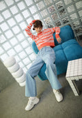 Long Sleeve Wavy Knit Sweater