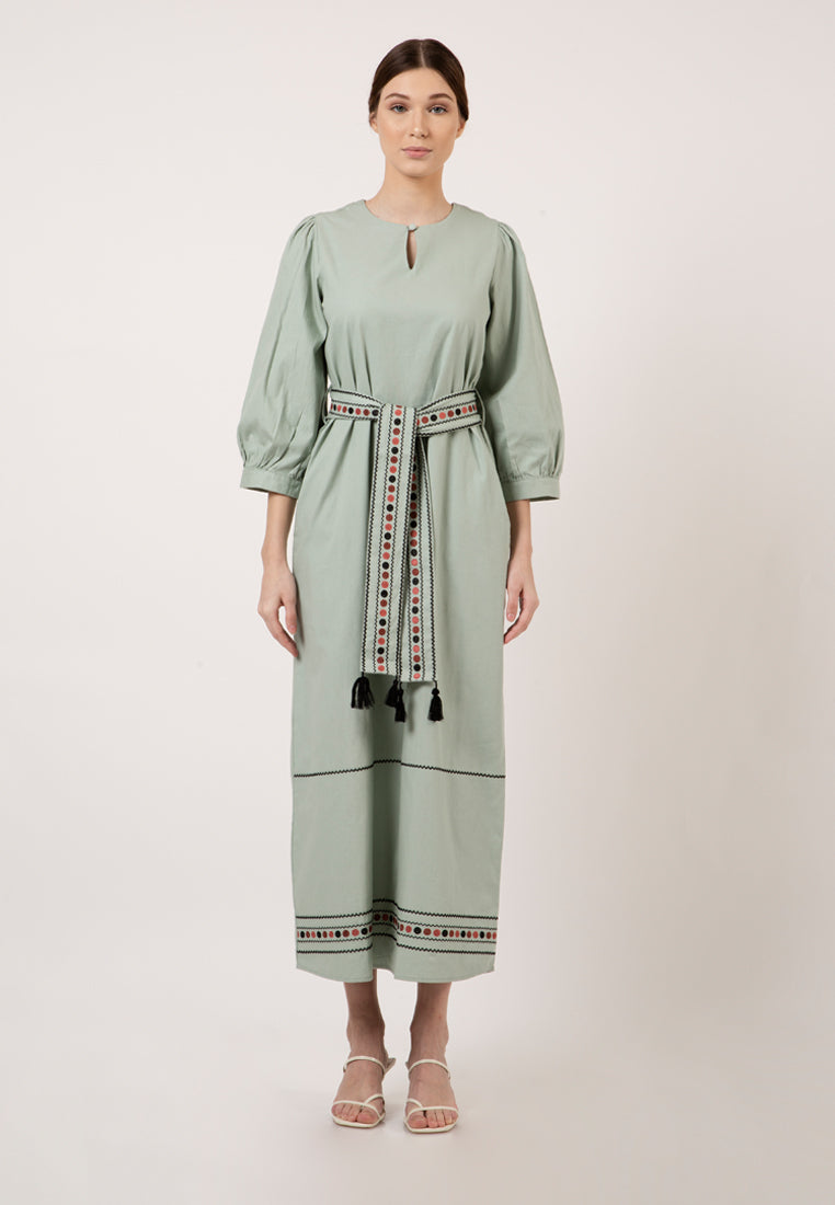 Long Sleeve Mint Gamis With Belt