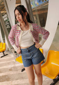 Striped Knit Polo Top