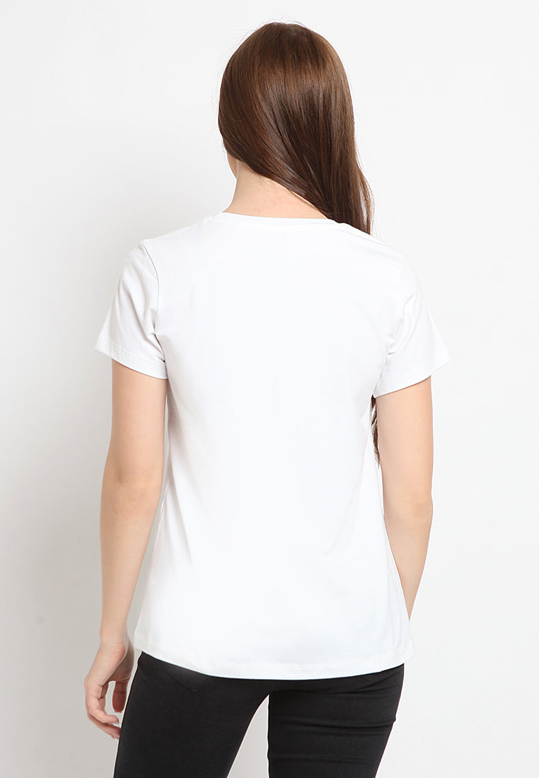 Basic Round Neck Cotton T-Shirt Off White