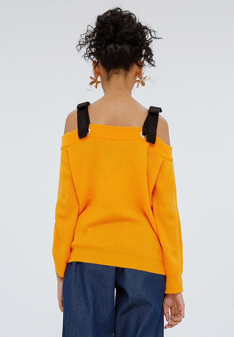 Cold Shoulder with Bow Sweater