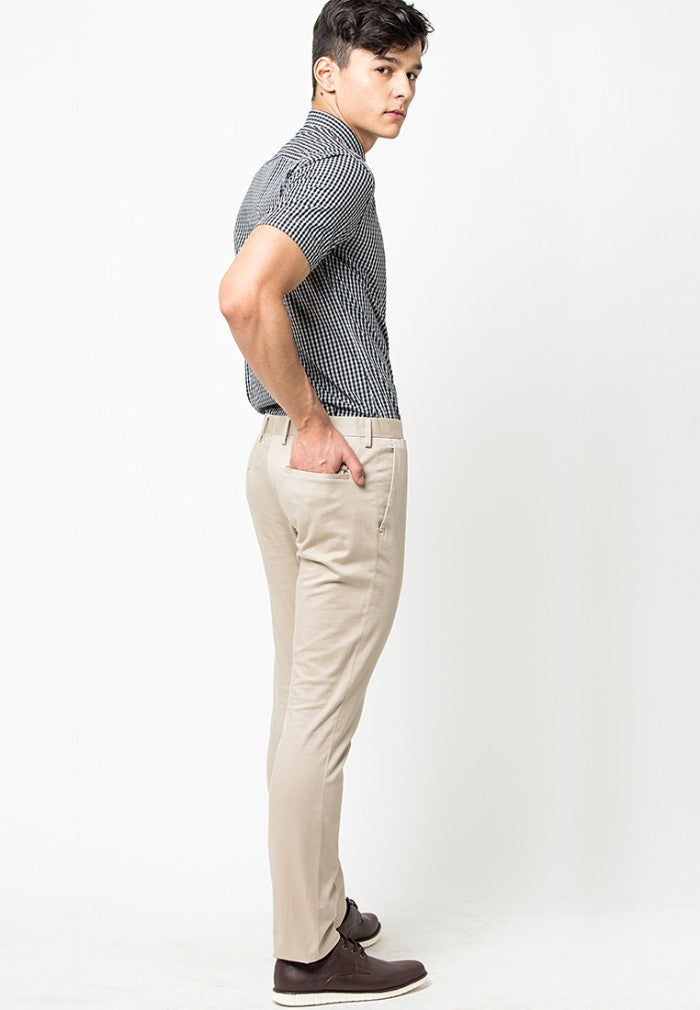 Skinny Fit Dress Up Pants Khaki