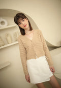 Crochet Long Sleeve Cardigan with Button