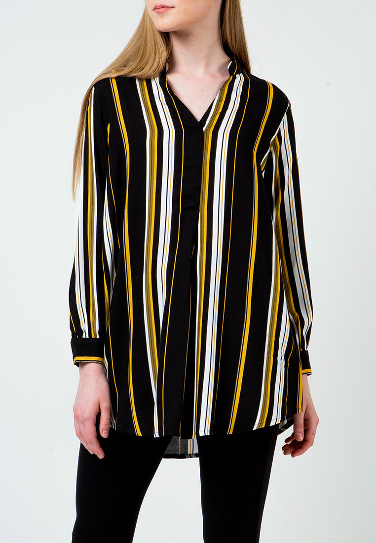 Printed V-Neck Long Blouse