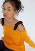 Cold Shoulder with Bow Sweater