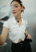 Irregular Hem Short Sleeve Crop Top