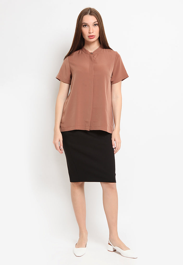 Chinese Collar Short Sleeve Shirt
