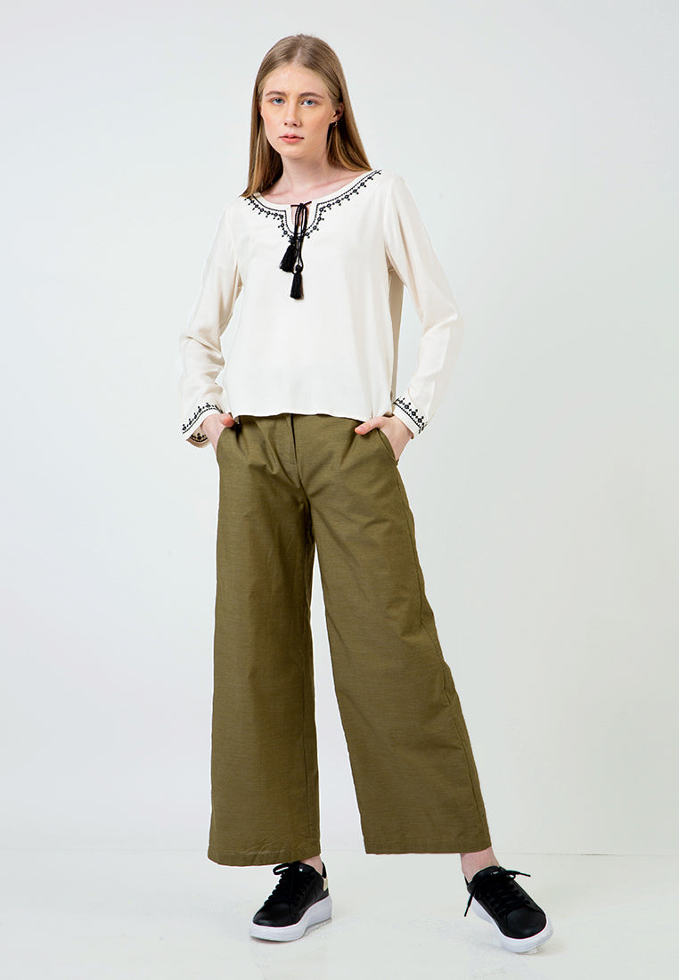 Acru Embroidered Tassel Blouse