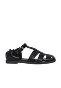 Black Leather Strap Sandals