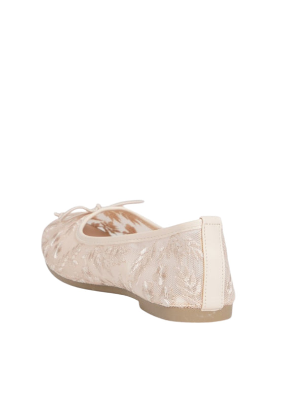 Beige Mesh Flats
