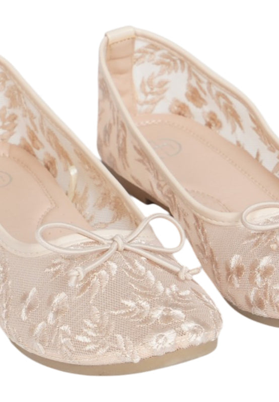 Beige Mesh Flats