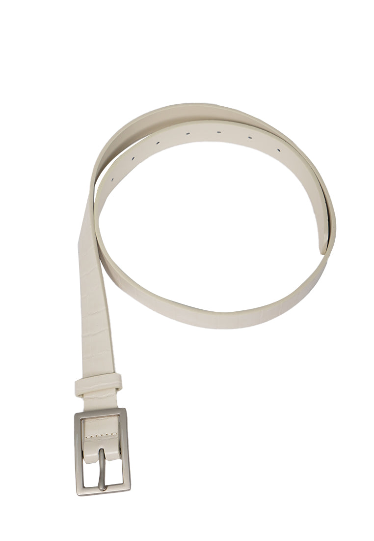 Off White Belt with Square Buckle