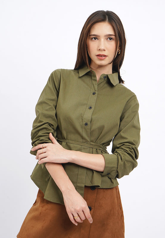 Long Sleeve Denim Wrap Shirt