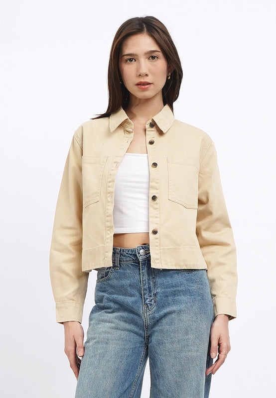 Long Sleeve Denim Cropped Shirt
