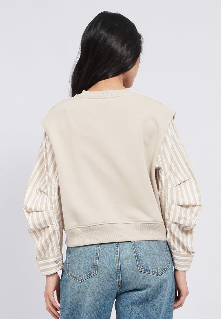 Knit Shirt with Cotton Sleeve Detail