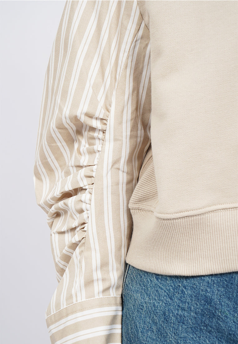 Knit Shirt with Cotton Sleeve Detail