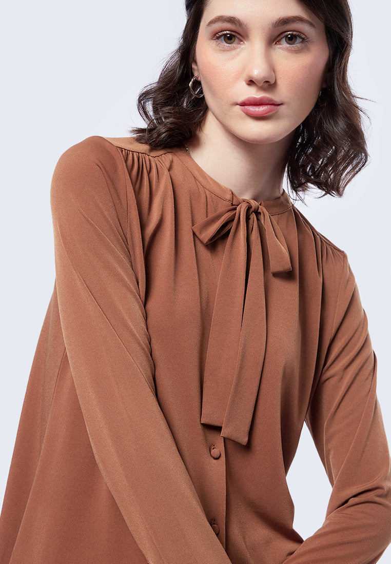 Bow Tie Long Sleeve Blouse